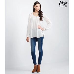 ✨ Women's Natural Sheer Long Sleeve Peasant Top✨
